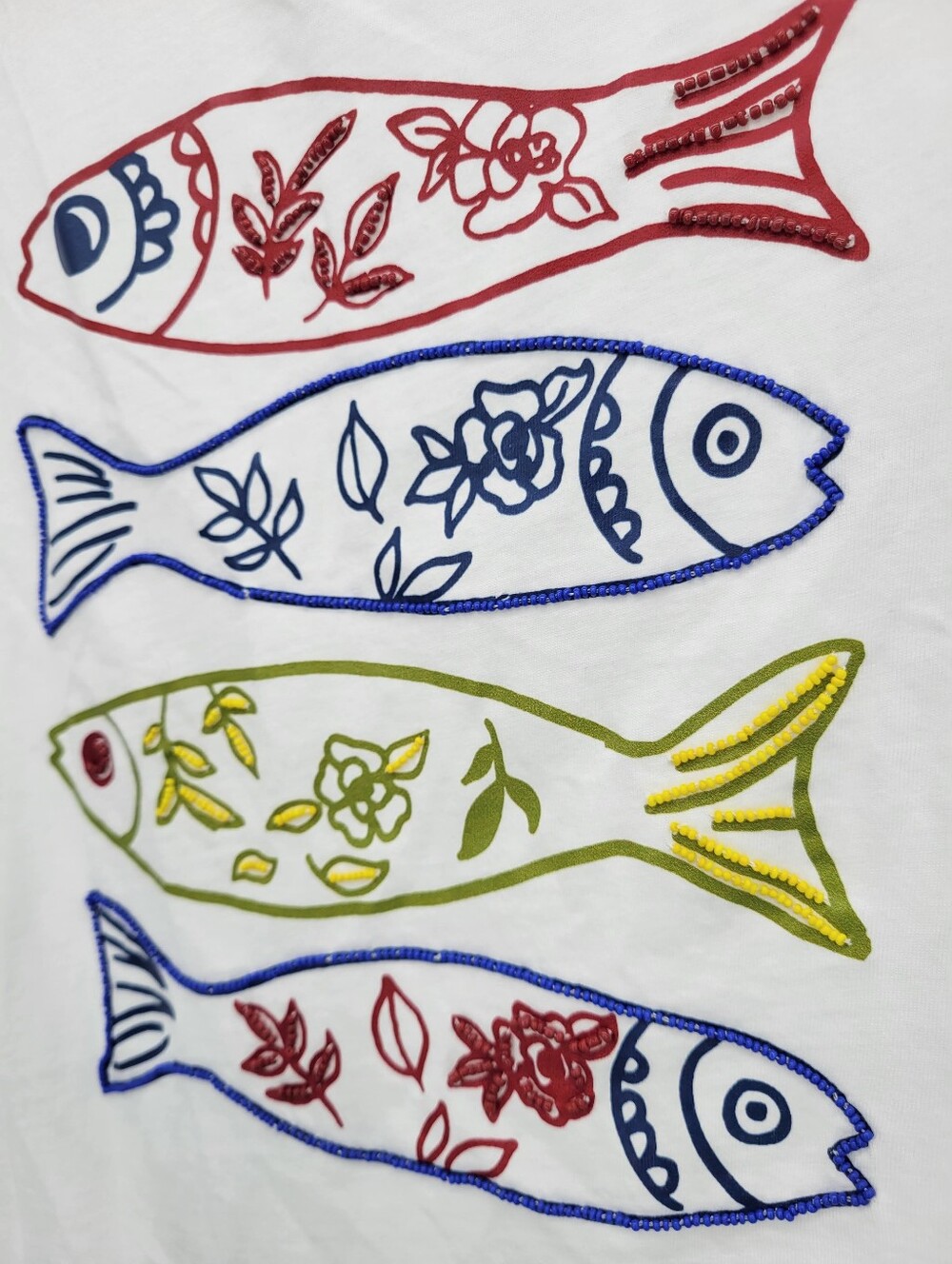 J Crew Broken-in-jersey sardine graphic T-shirt with beads - Picture 3 of 7